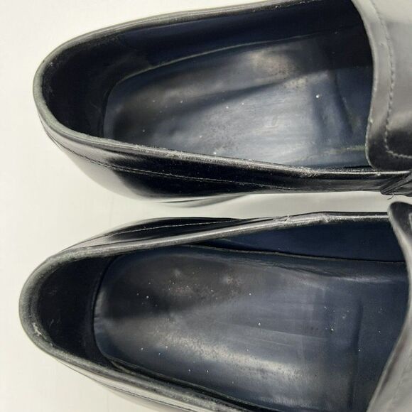 E5 SALVATORE FERRAGAMO Black Leather Split Toe Horsebit Loafer Shoes Size 8.5 D - Picture 4 of 6